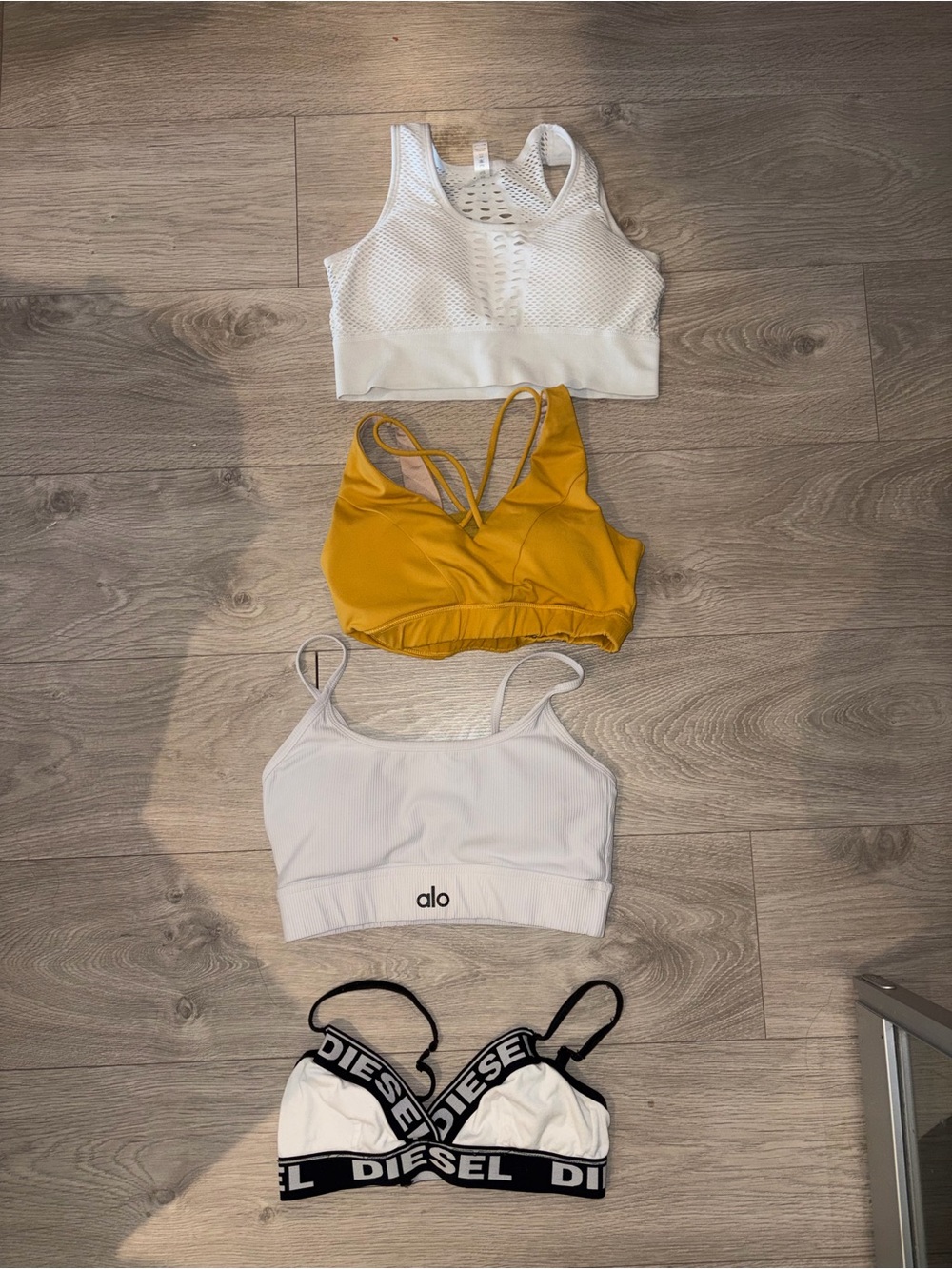 Diesel White and Black Logo Bralette with White & Mustard Mix